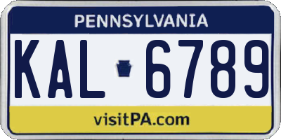 PA license plate KAL6789
