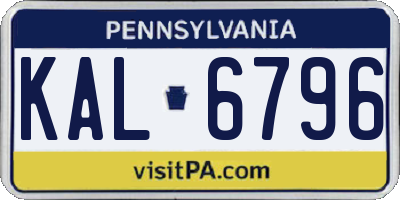 PA license plate KAL6796