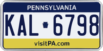 PA license plate KAL6798