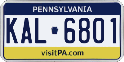 PA license plate KAL6801