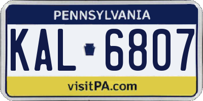 PA license plate KAL6807