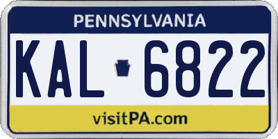 PA license plate KAL6822