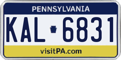 PA license plate KAL6831