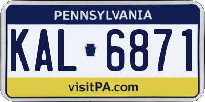 PA license plate KAL6871