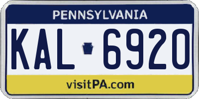 PA license plate KAL6920