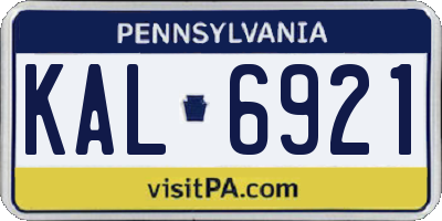 PA license plate KAL6921
