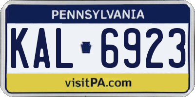 PA license plate KAL6923