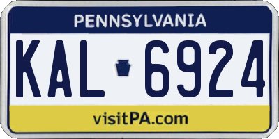 PA license plate KAL6924
