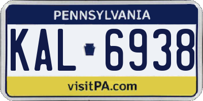 PA license plate KAL6938