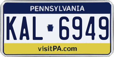 PA license plate KAL6949