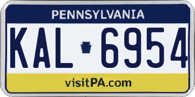 PA license plate KAL6954