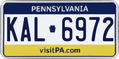 PA license plate KAL6972