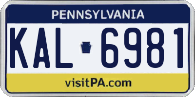 PA license plate KAL6981