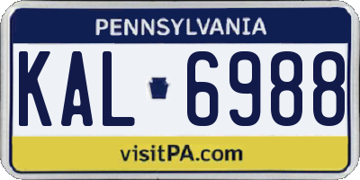 PA license plate KAL6988