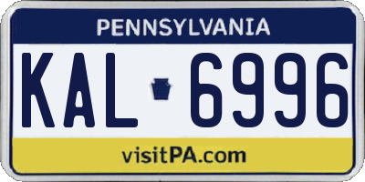 PA license plate KAL6996