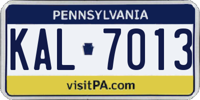 PA license plate KAL7013
