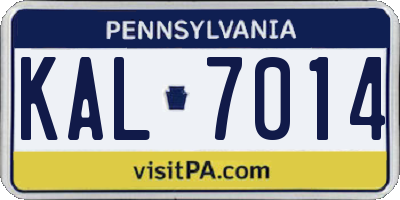 PA license plate KAL7014