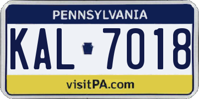 PA license plate KAL7018