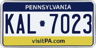 PA license plate KAL7023