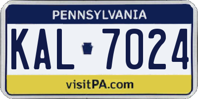 PA license plate KAL7024