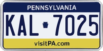 PA license plate KAL7025