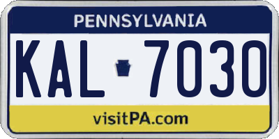 PA license plate KAL7030
