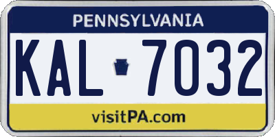 PA license plate KAL7032