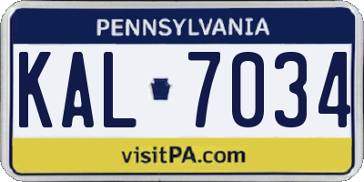 PA license plate KAL7034