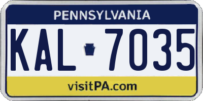 PA license plate KAL7035