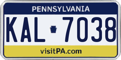 PA license plate KAL7038