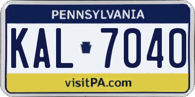 PA license plate KAL7040