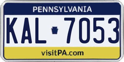 PA license plate KAL7053