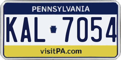 PA license plate KAL7054