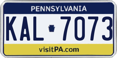 PA license plate KAL7073
