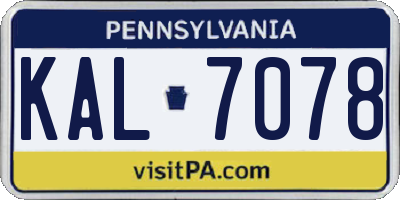 PA license plate KAL7078