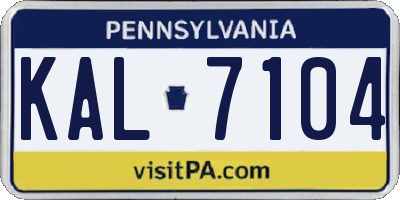 PA license plate KAL7104