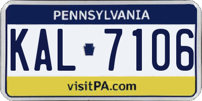 PA license plate KAL7106