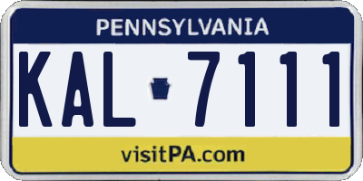 PA license plate KAL7111