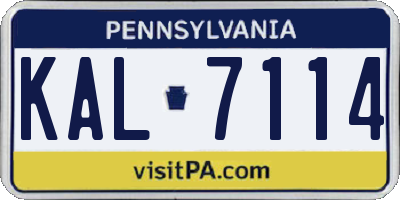 PA license plate KAL7114