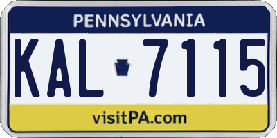 PA license plate KAL7115