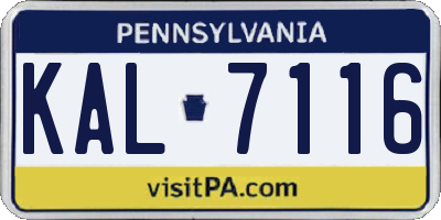 PA license plate KAL7116