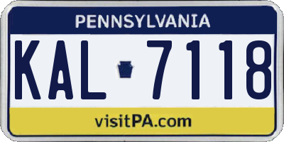 PA license plate KAL7118