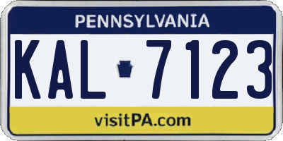 PA license plate KAL7123