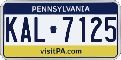PA license plate KAL7125