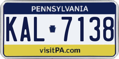 PA license plate KAL7138