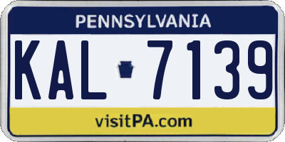 PA license plate KAL7139