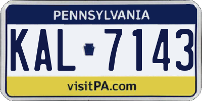 PA license plate KAL7143