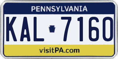 PA license plate KAL7160