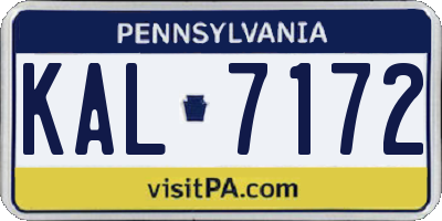 PA license plate KAL7172