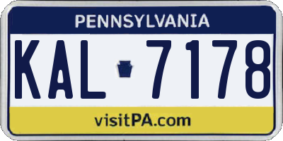 PA license plate KAL7178